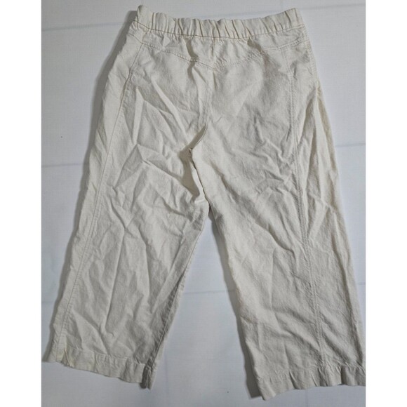 Zara Linen-Cotton  Women's Wide Leg Ivory Pants Size L - Picture 2 of 7
